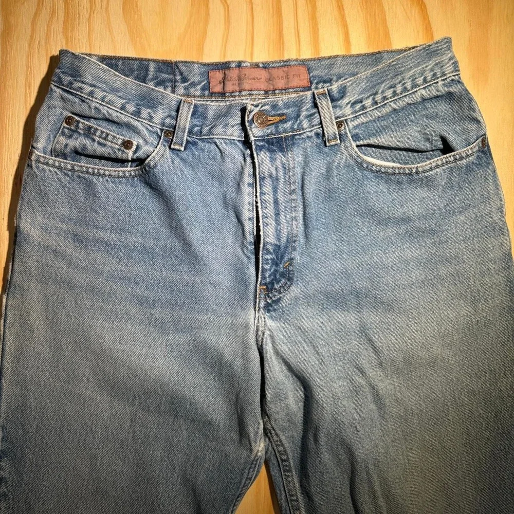 Vintage 90s Eddie Bauer Faded Blue Denim Jeans Loose Fit 34x32